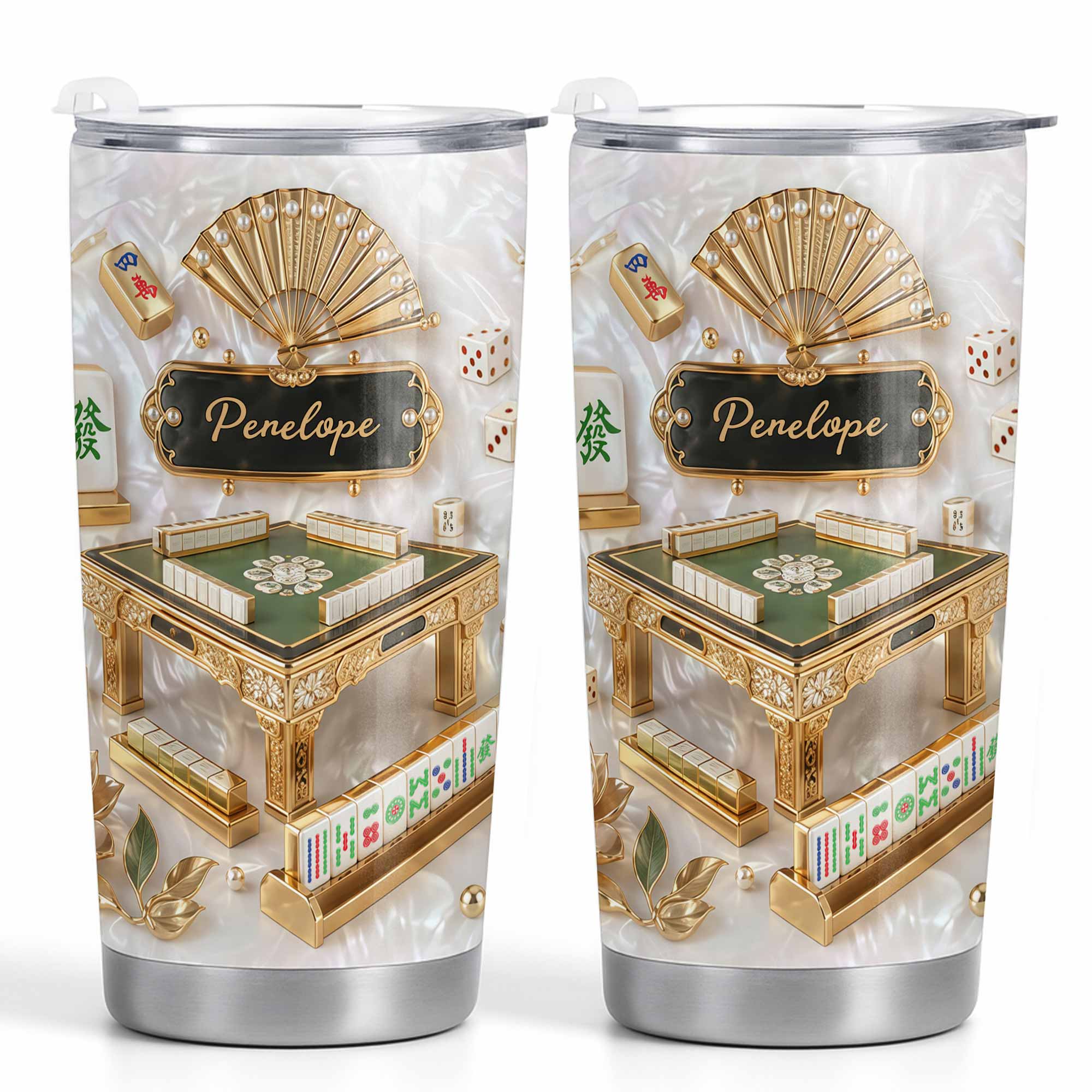 Personalized Mahjong Themed Tumbler Custom Name Gift for Hobbyists Tumbler GradoCreations