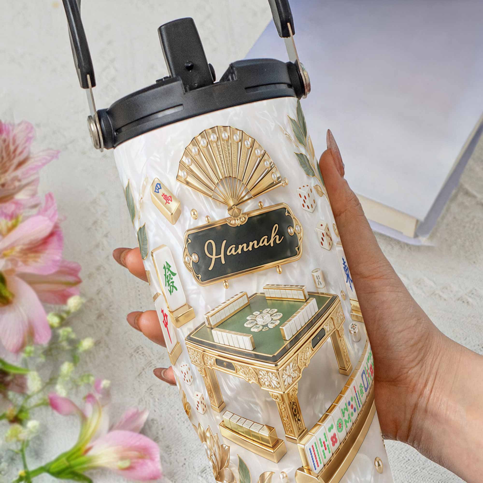 Personalized 30oz Mahjong Tumbler with Handle Gift for Game Lovers Tumbler With Handle GradoCreations