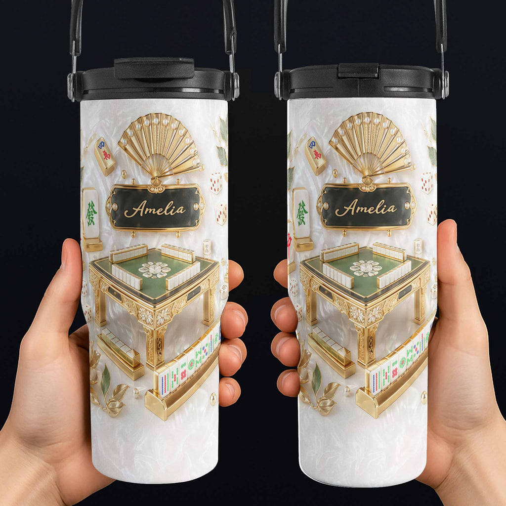 Personalized 30oz Mahjong Tumbler with Handle Gift for Game Lovers Tumbler With Handle GradoCreations