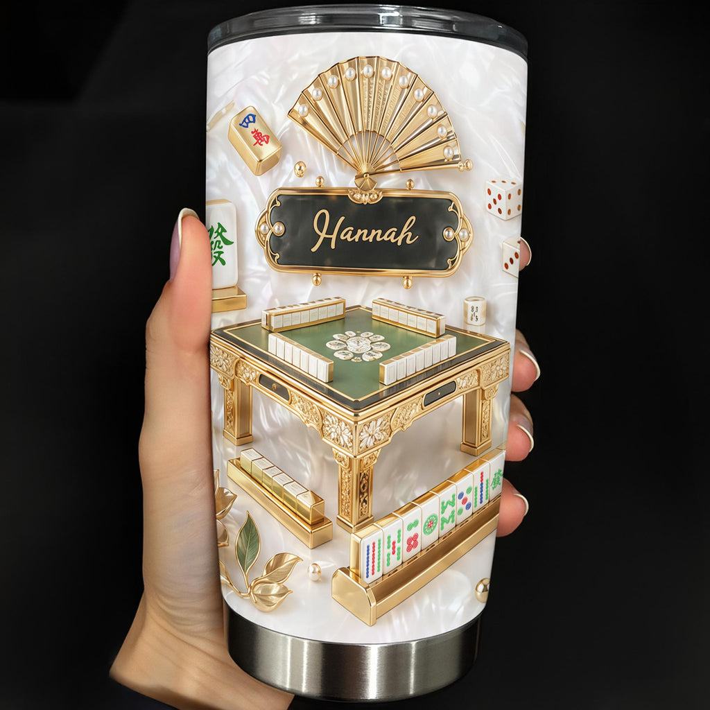 Personalized Mahjong Tumbler 20oz Custom Name Gift for Game Lovers 20oz Tumbler GradoCreations