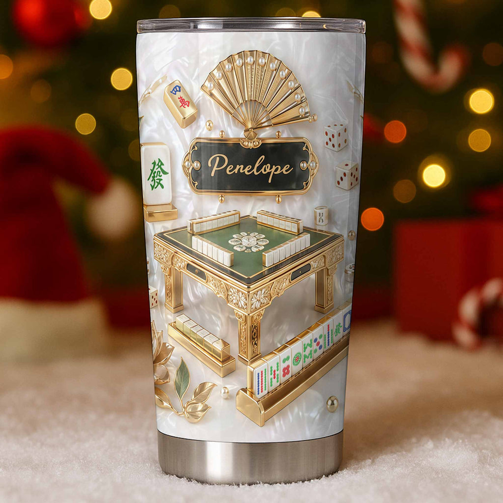 Personalized Mahjong Tumbler 20oz Custom Name Gift for Game Lovers 20oz Tumbler GradoCreations