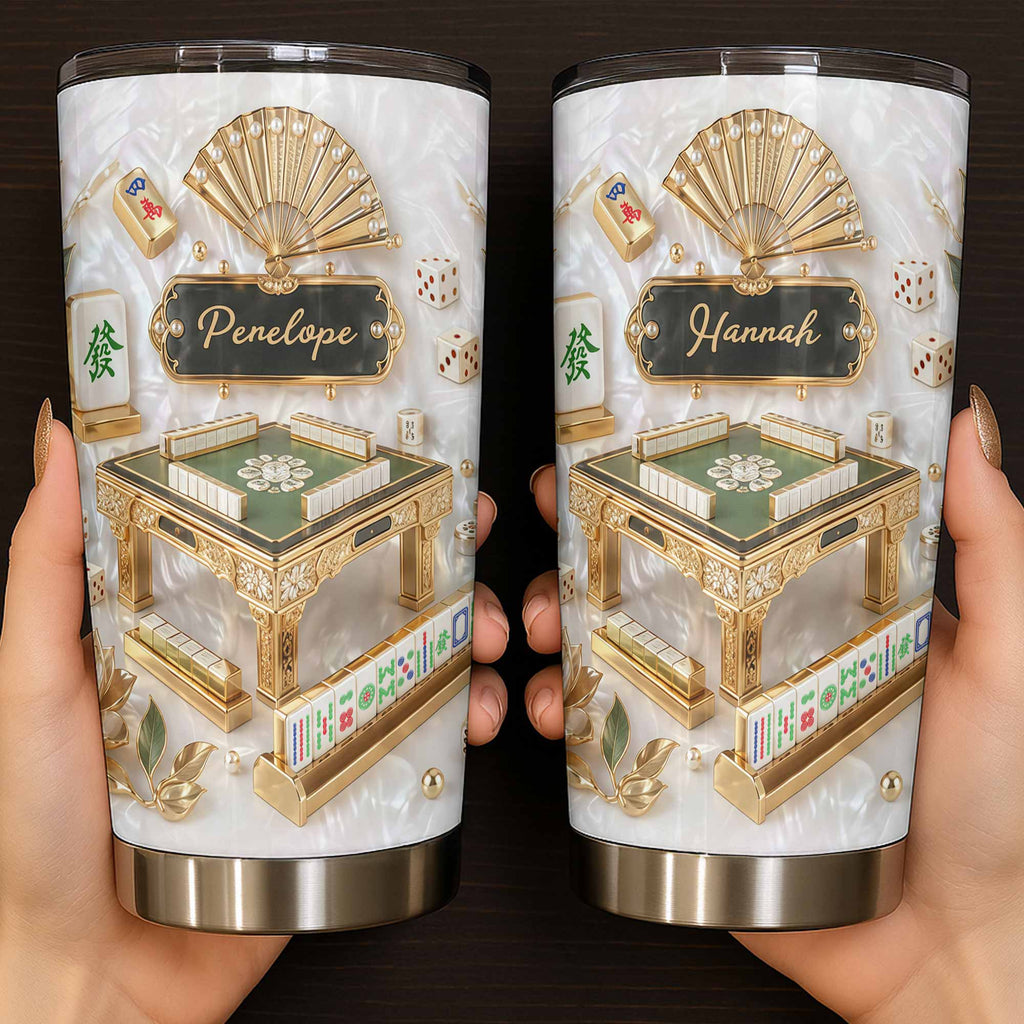 Personalized Mahjong Tumbler 20oz Custom Name Gift for Game Lovers 20oz Tumbler GradoCreations