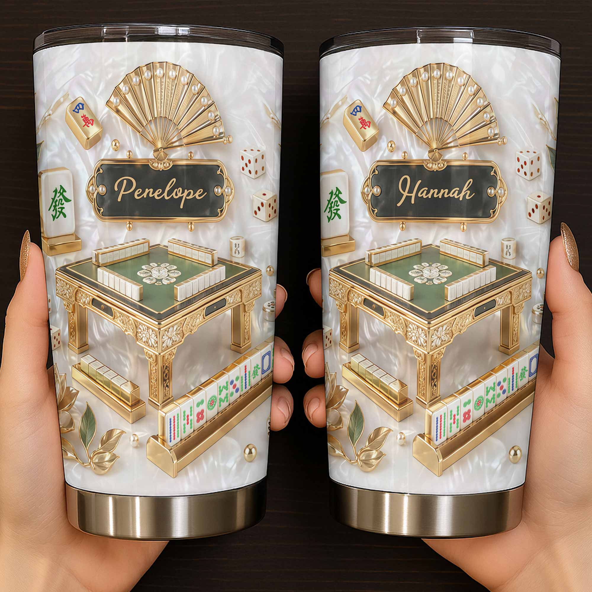 Personalized Mahjong Tumbler 20oz Custom Name Gift for Game Lovers 20oz Tumbler GradoCreations