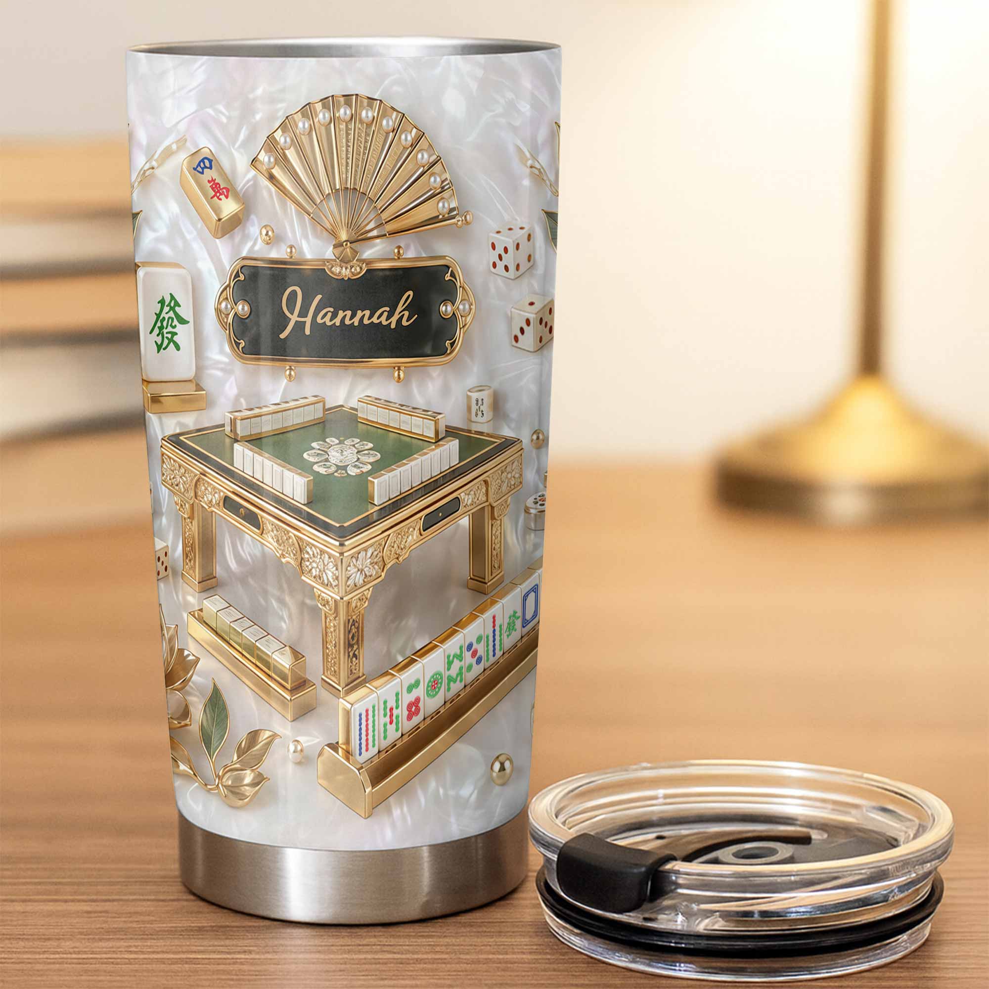 Personalized Mahjong Tumbler 20oz Custom Name Gift for Game Lovers 20oz Tumbler GradoCreations