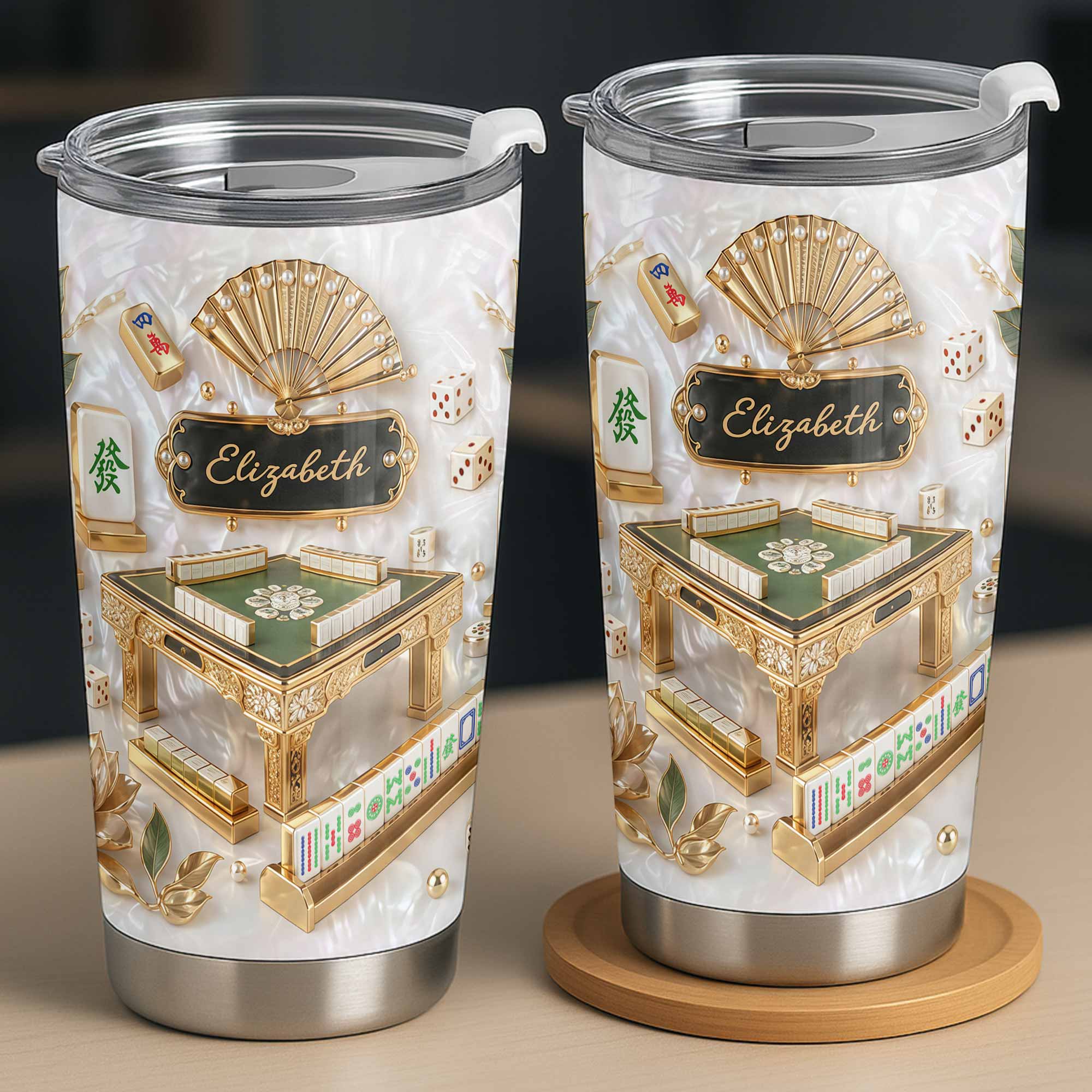Personalized Mahjong Tumbler 20oz Custom Name Gift for Game Lovers 20oz Tumbler GradoCreations