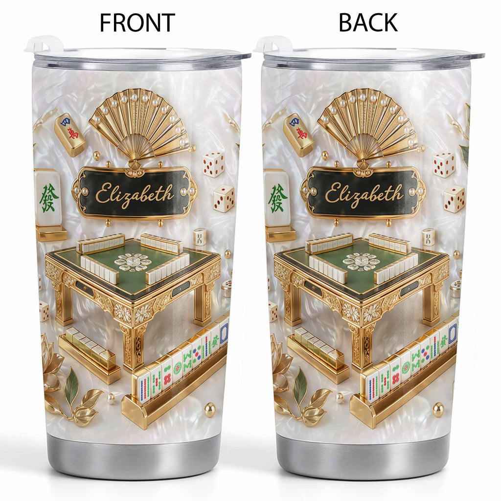 Personalized Mahjong Tumbler 20oz Custom Name Gift for Game Lovers 20oz Tumbler GradoCreations