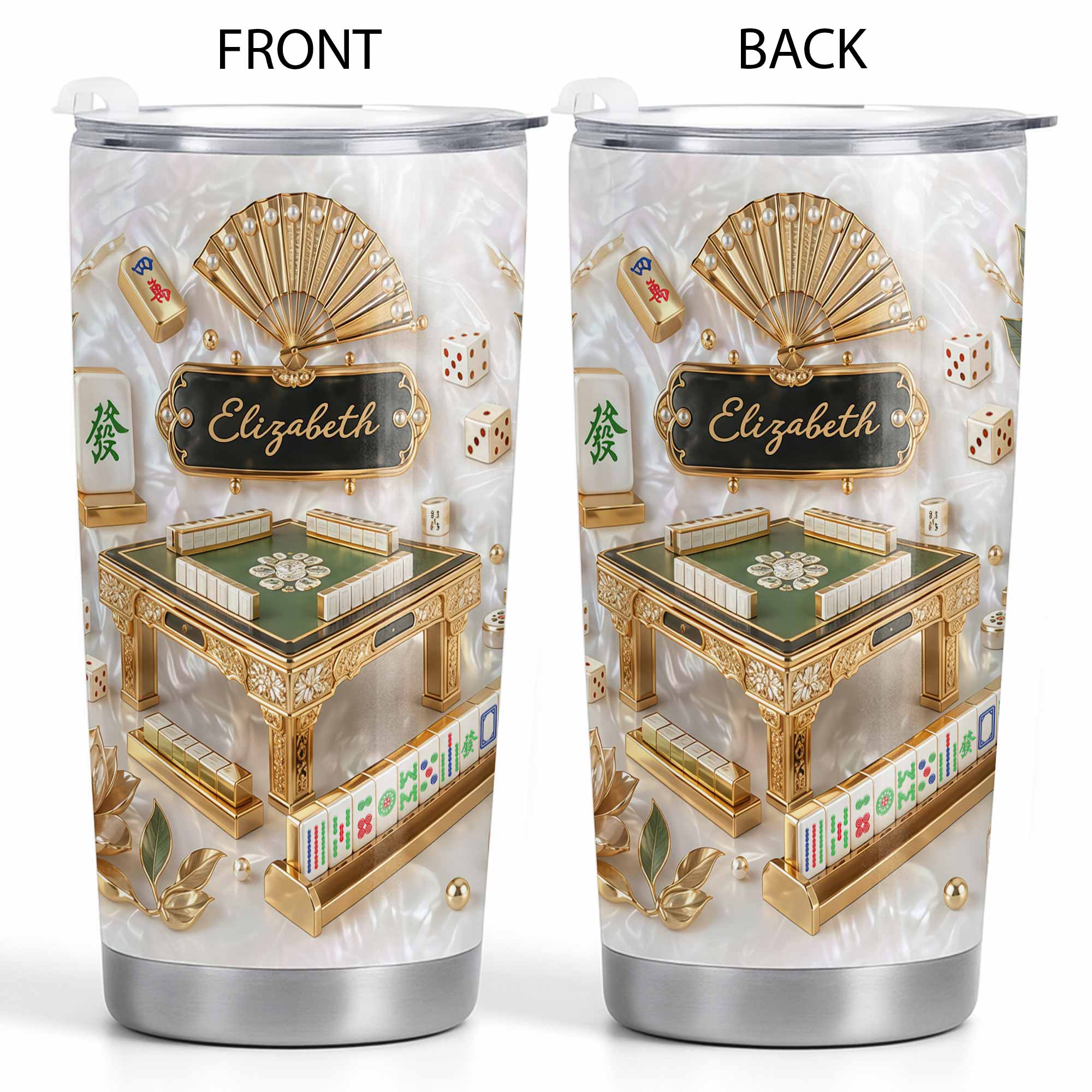 Personalized Mahjong Tumbler 20oz Custom Name Gift for Game Lovers 20oz Tumbler GradoCreations
