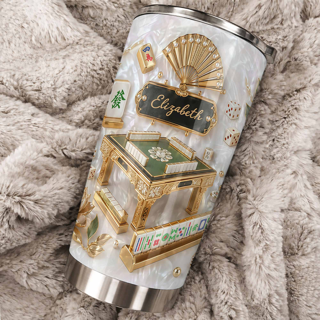 Personalized Mahjong Tumbler 20oz Custom Name Gift for Game Lovers 20oz Tumbler GradoCreations