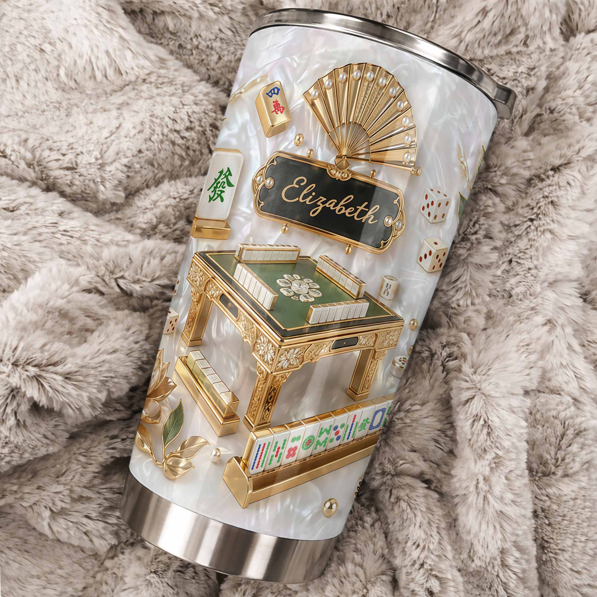 Personalized Mahjong Tumbler 20oz Custom Name Gift for Game Lovers 20oz Tumbler GradoCreations