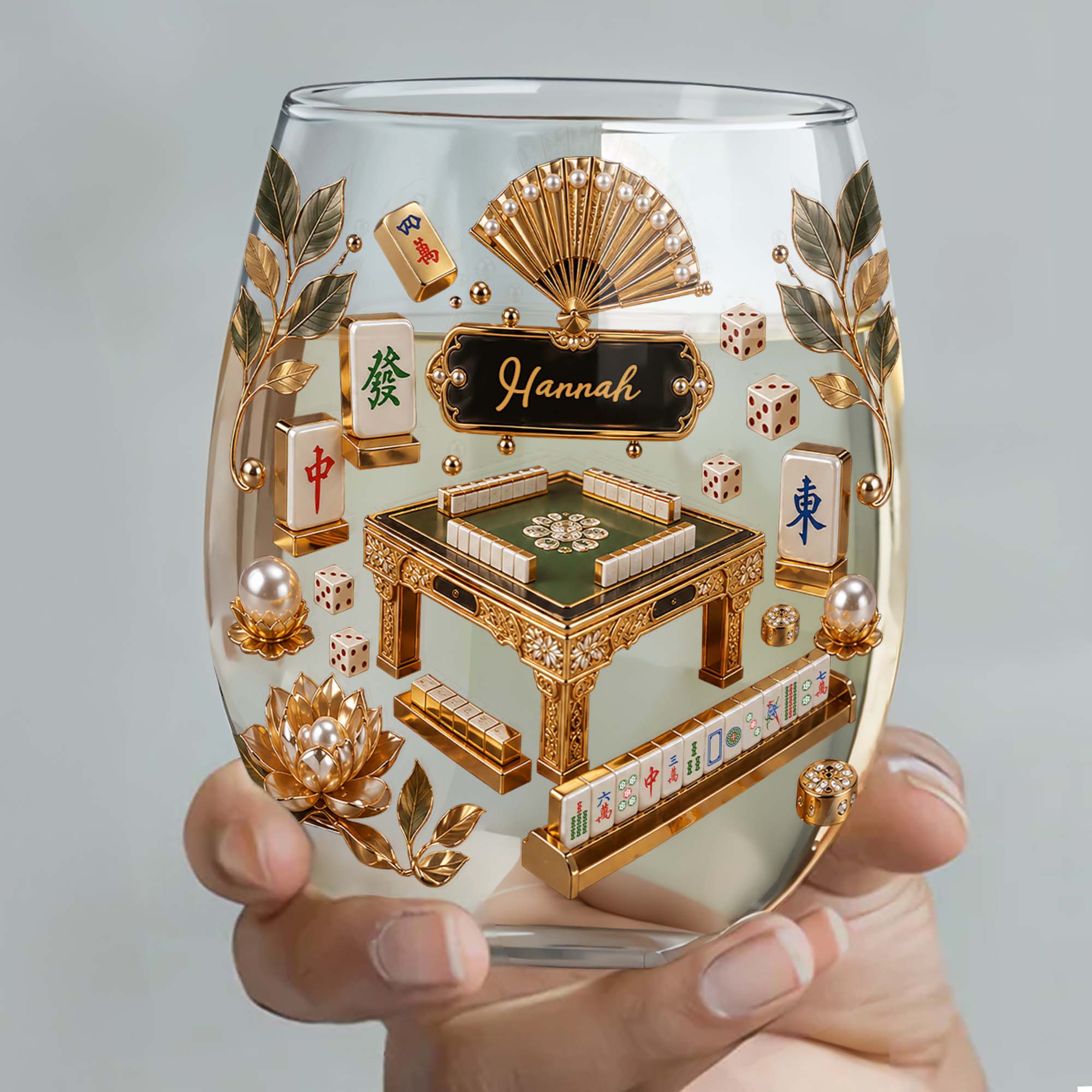 Personalized Stemless Wine Glass Eat Sleep Mahjong Gift for Her Wine Glasses GradoCreations