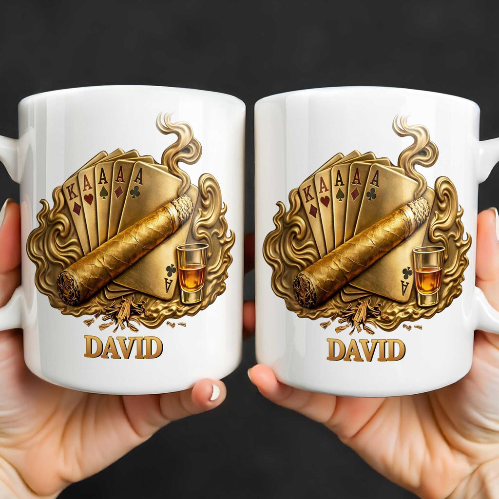 Personalized Coffee Mug Custom Name Cigar Lover Gift for Dad Edge-to-edge Mug GradoCreations