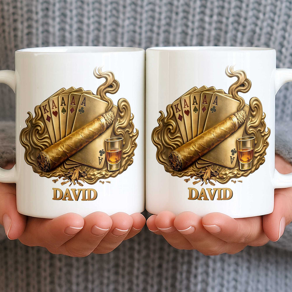 Personalized Coffee Mug Custom Name Cigar Lover Gift for Dad Edge-to-edge Mug GradoCreations