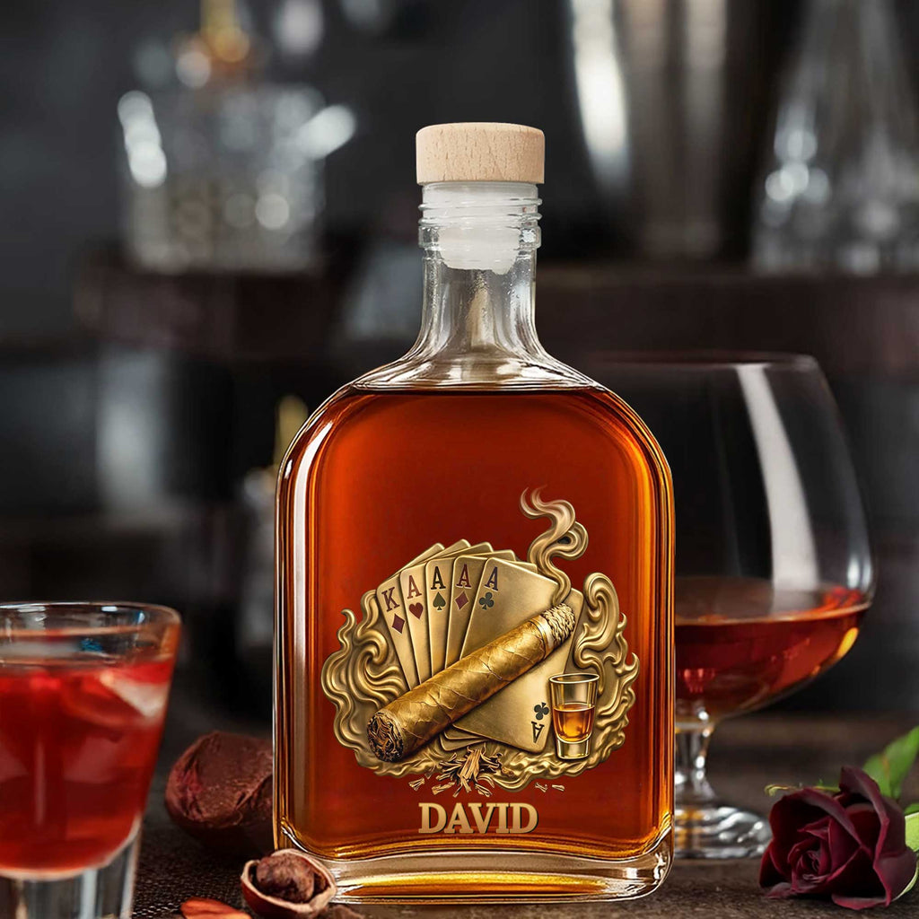 Personalized Whiskey Bottle Custom Name Home Bar Gift for Dad Whiskey Bottle GradoCreations