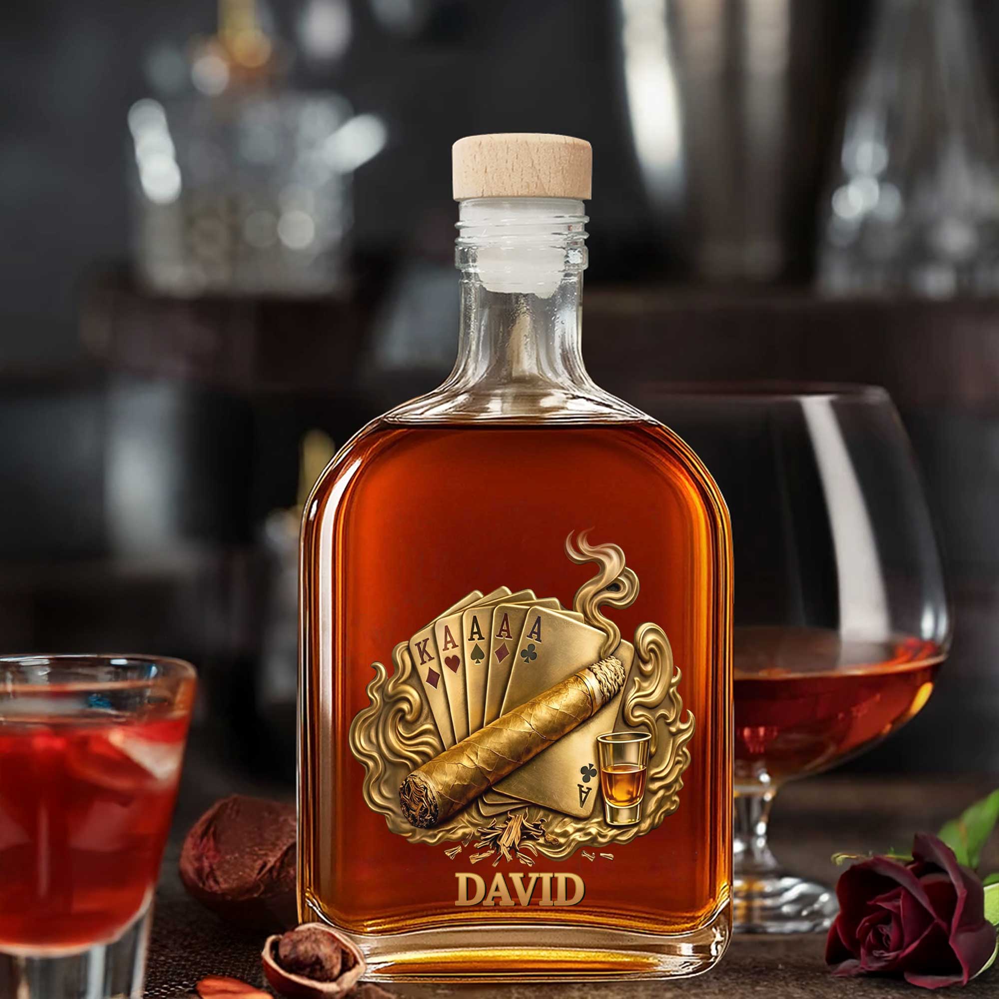 Personalized Whiskey Bottle Custom Name Home Bar Gift for Dad Whiskey Bottle GradoCreations