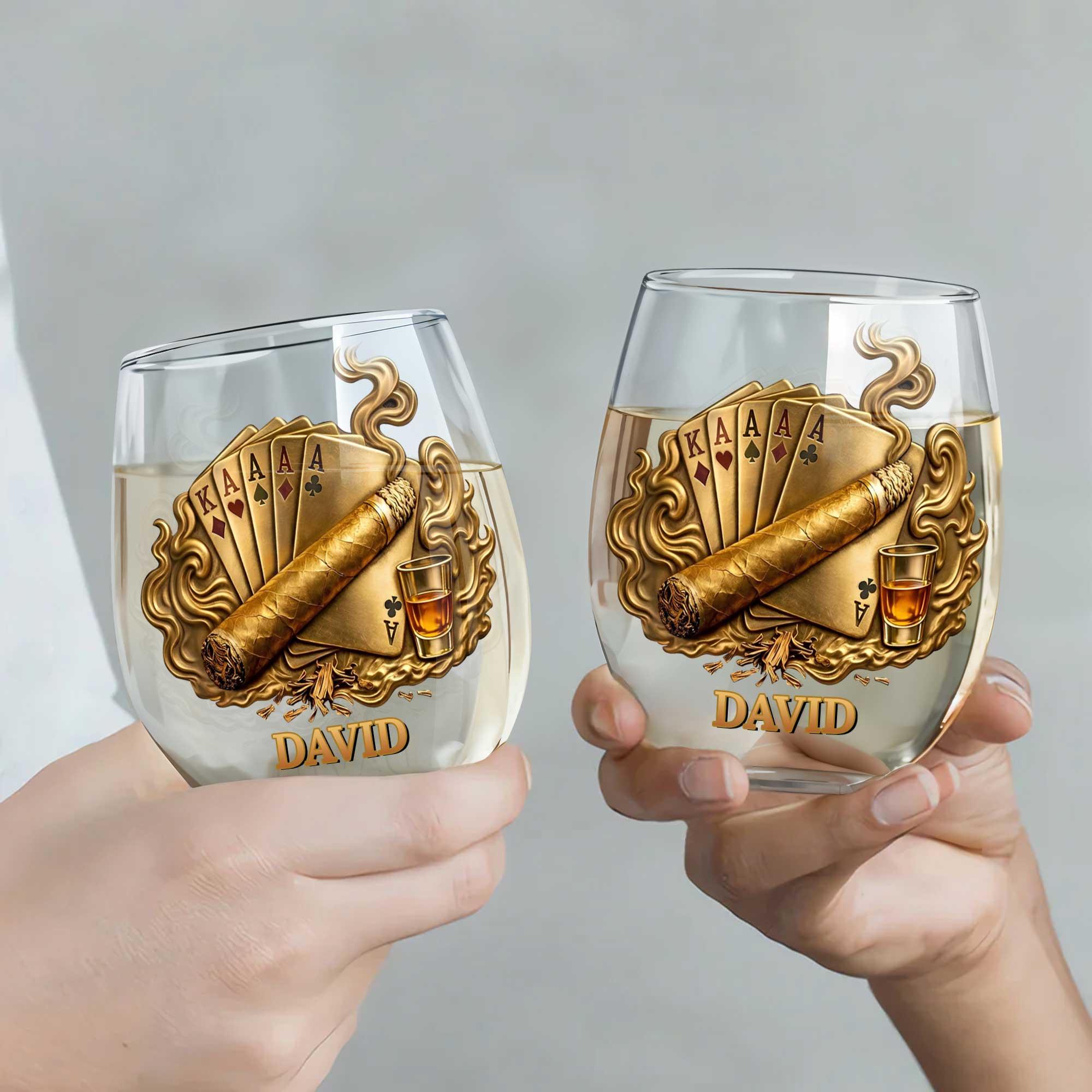 Personalized Stemless Wine Glass Custom Name Gift for Dad Wine Glasses GradoCreations