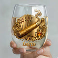 Personalized Stemless Wine Glass Custom Name Gift for Dad Wine Glasses GradoCreations
