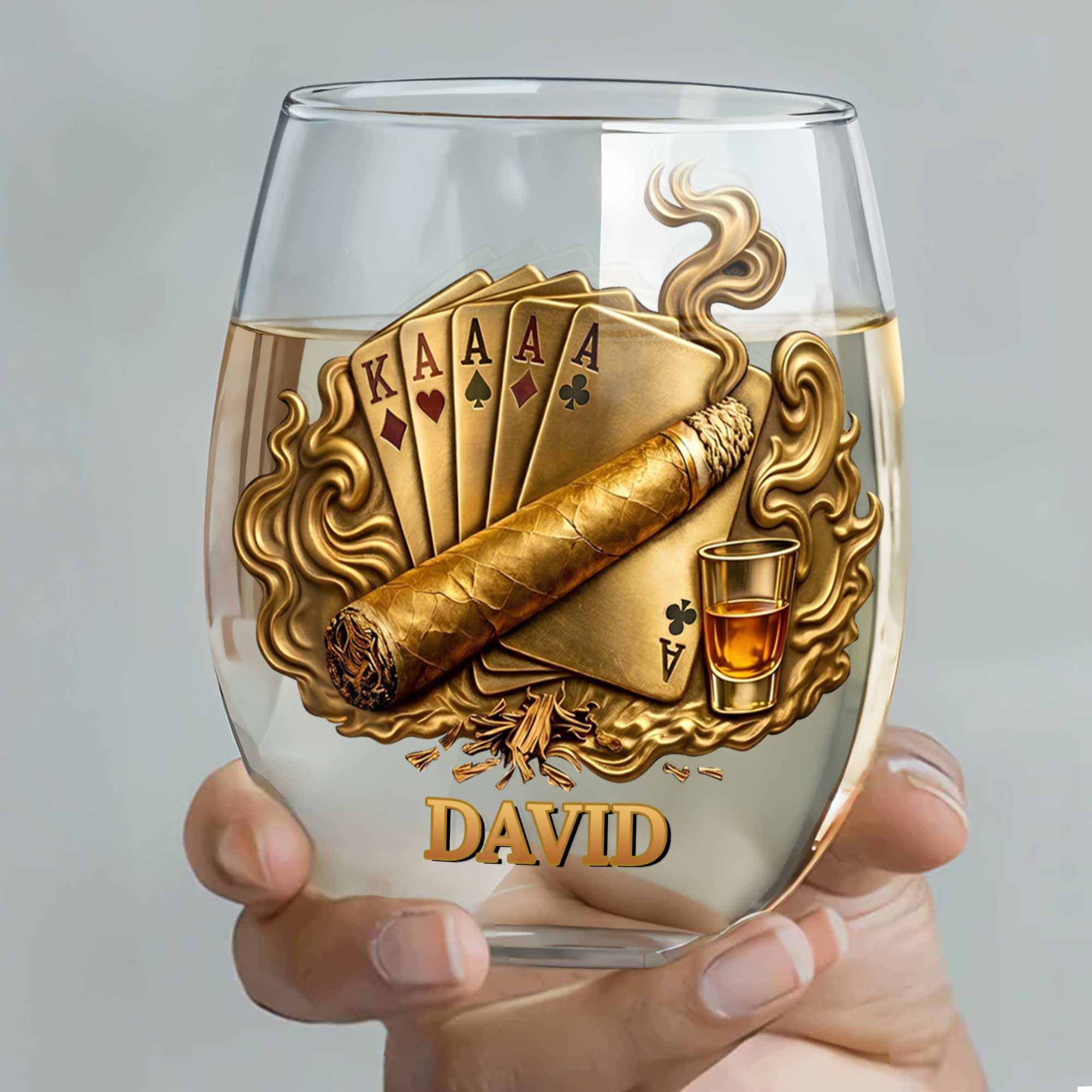 Personalized Stemless Wine Glass Custom Name Gift for Dad Wine Glasses GradoCreations
