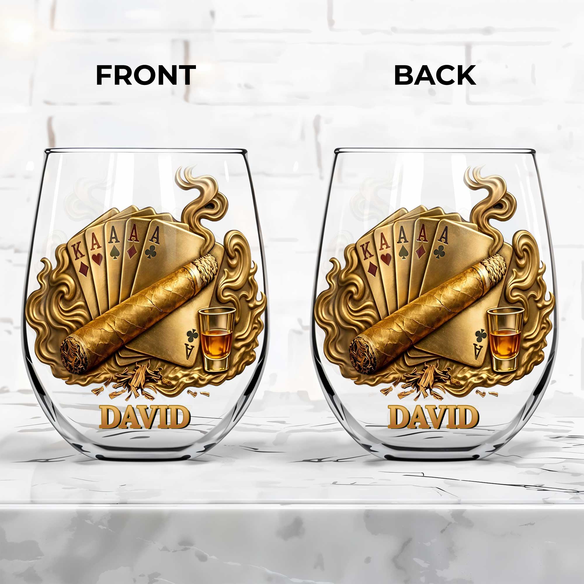 Personalized Stemless Wine Glass Custom Name Gift for Dad Wine Glasses GradoCreations
