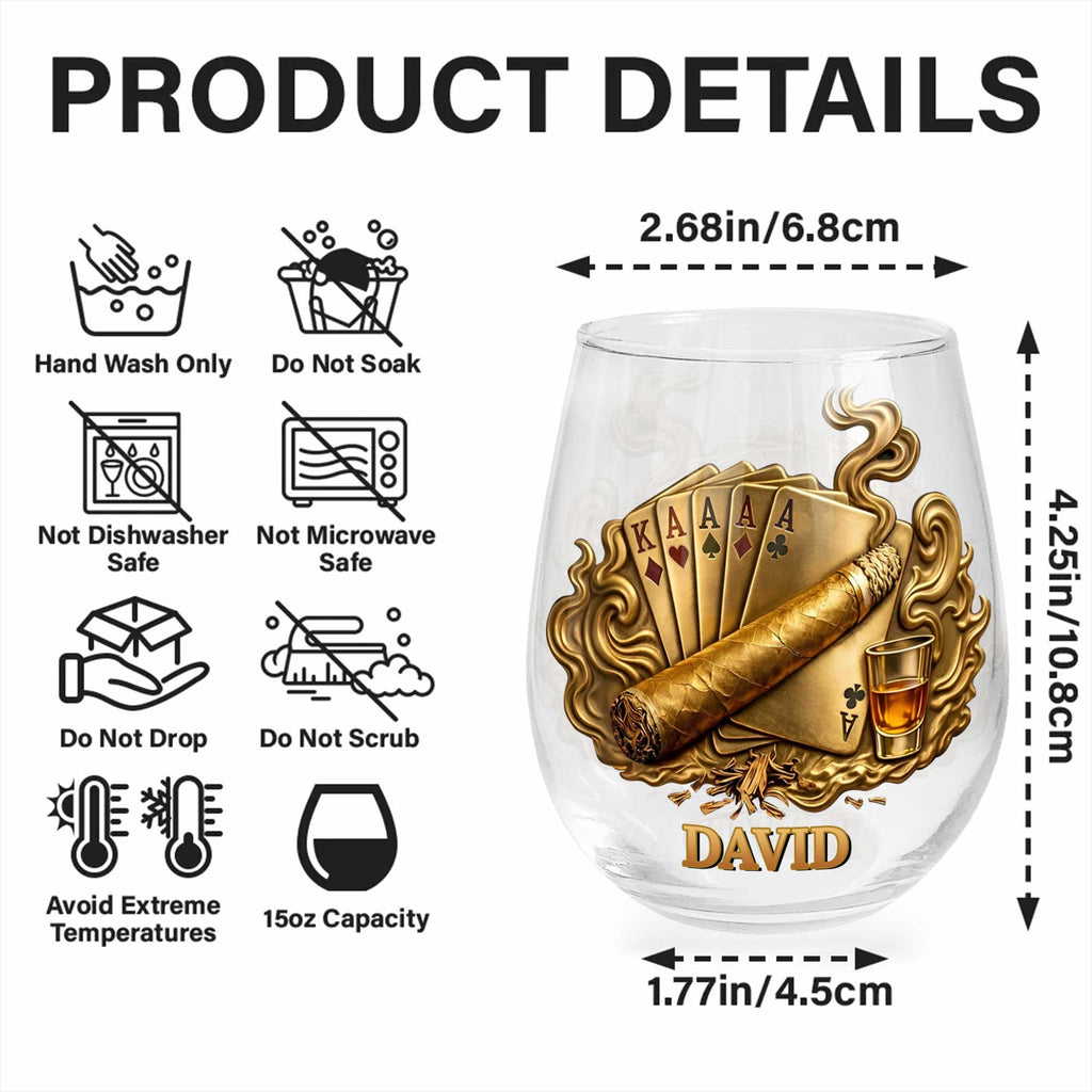 Personalized Stemless Wine Glass Custom Name Gift for Dad Wine Glasses GradoCreations