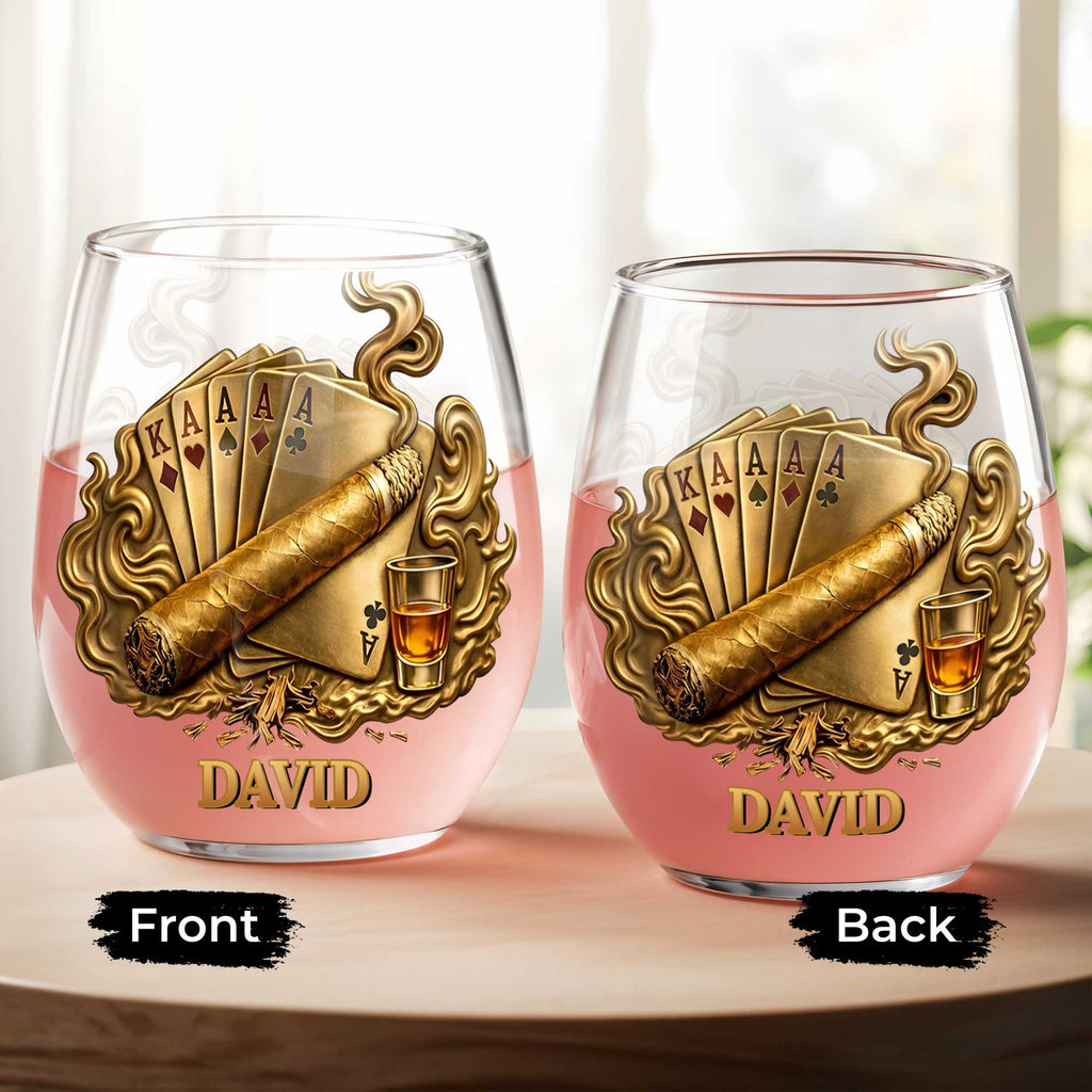 Personalized Stemless Wine Glass Custom Name Gift for Dad Wine Glasses GradoCreations