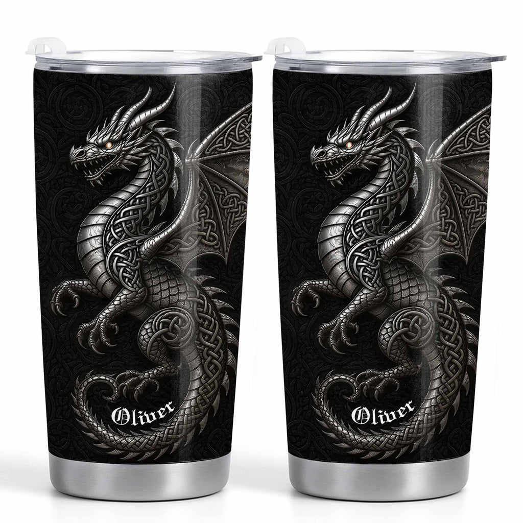 Personalized Celtic Knot Dragon Tumbler Custom Name Gift Tumbler GradoCreations