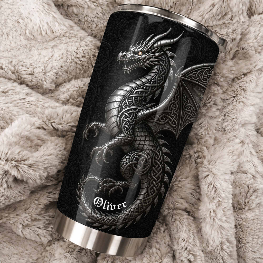 Personalized Celtic Knot Dragon Tumbler Custom Name Gift Tumbler GradoCreations