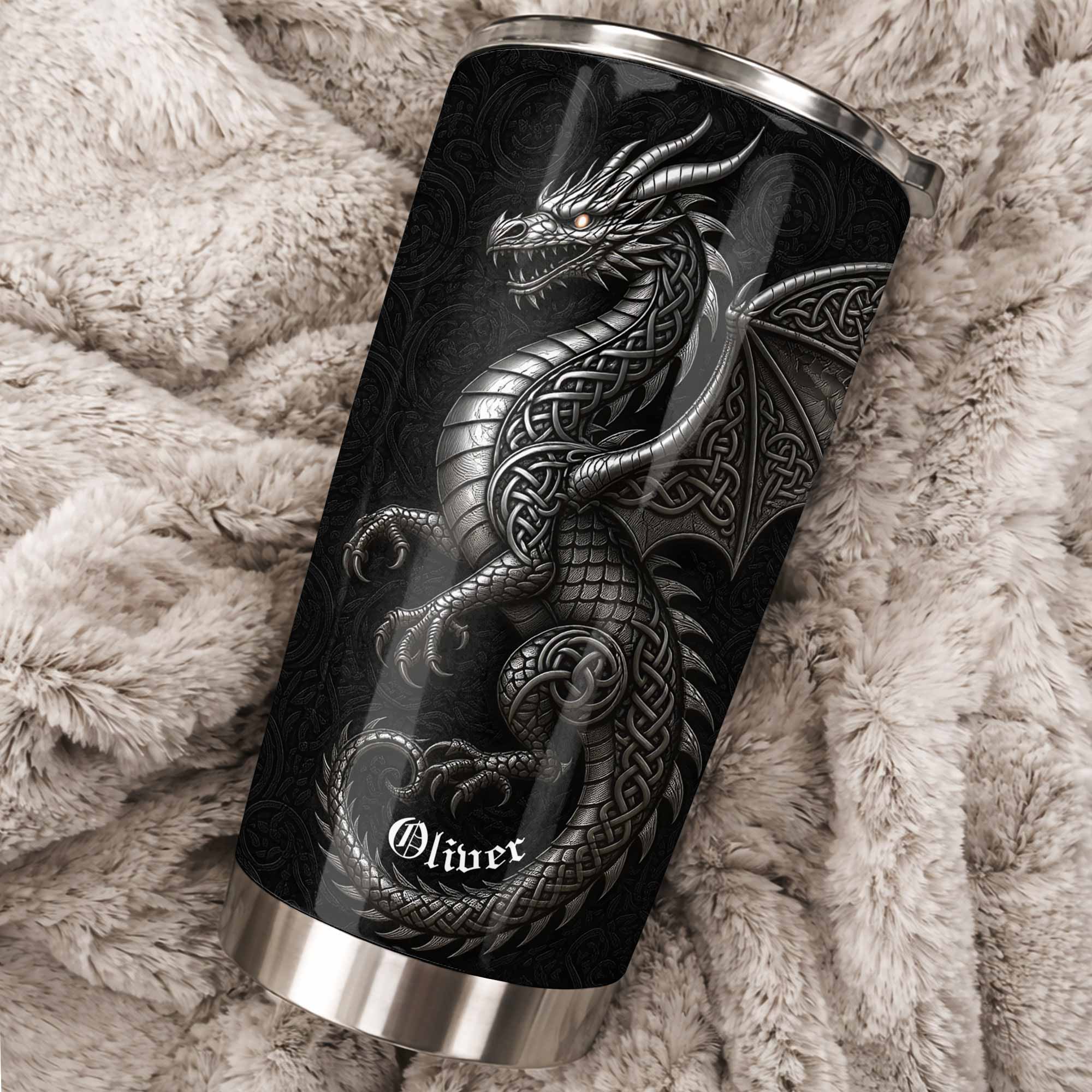 Personalized Celtic Knot Dragon Tumbler Custom Name Gift Tumbler GradoCreations