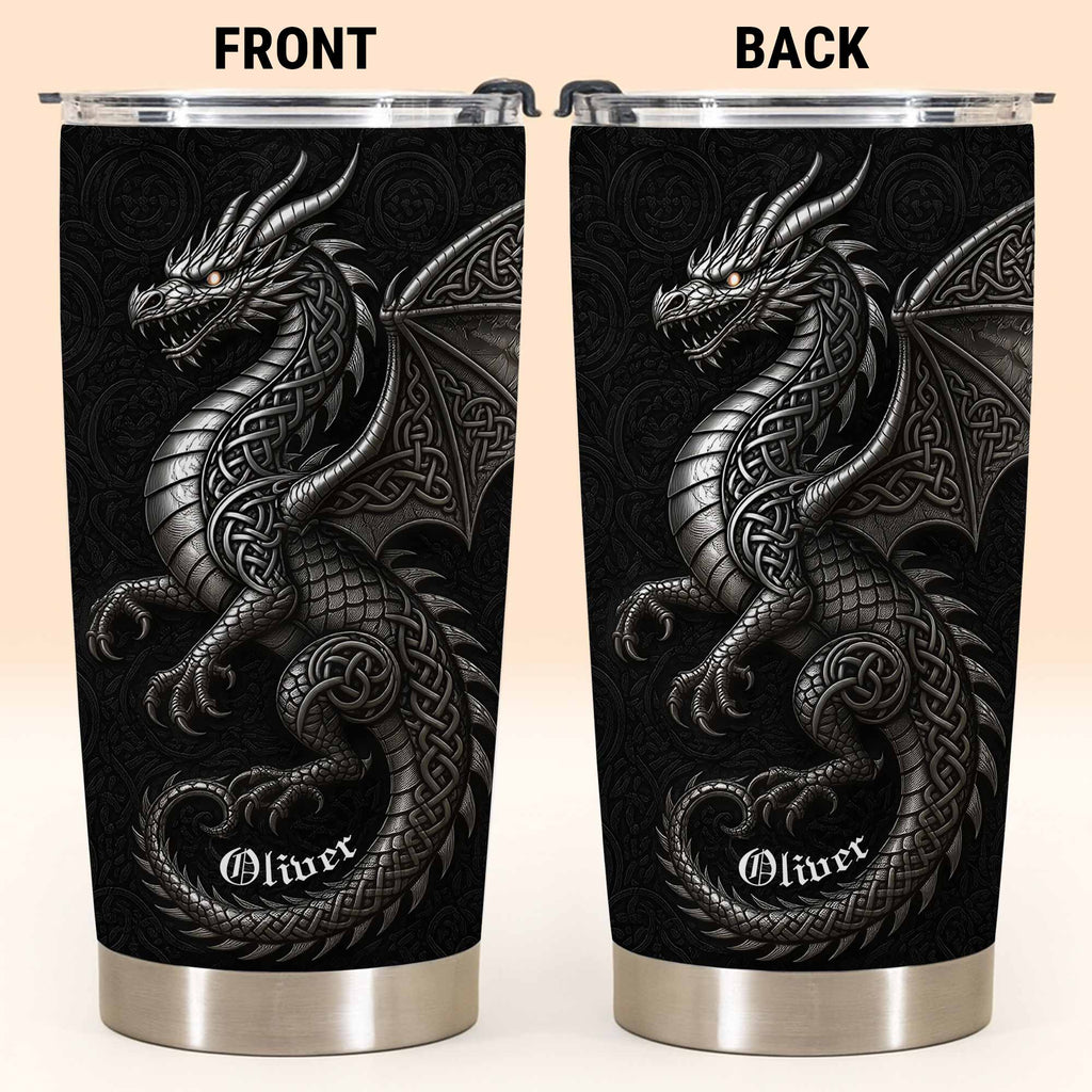 Personalized Celtic Knot Dragon Tumbler Custom Name Gift Tumbler GradoCreations