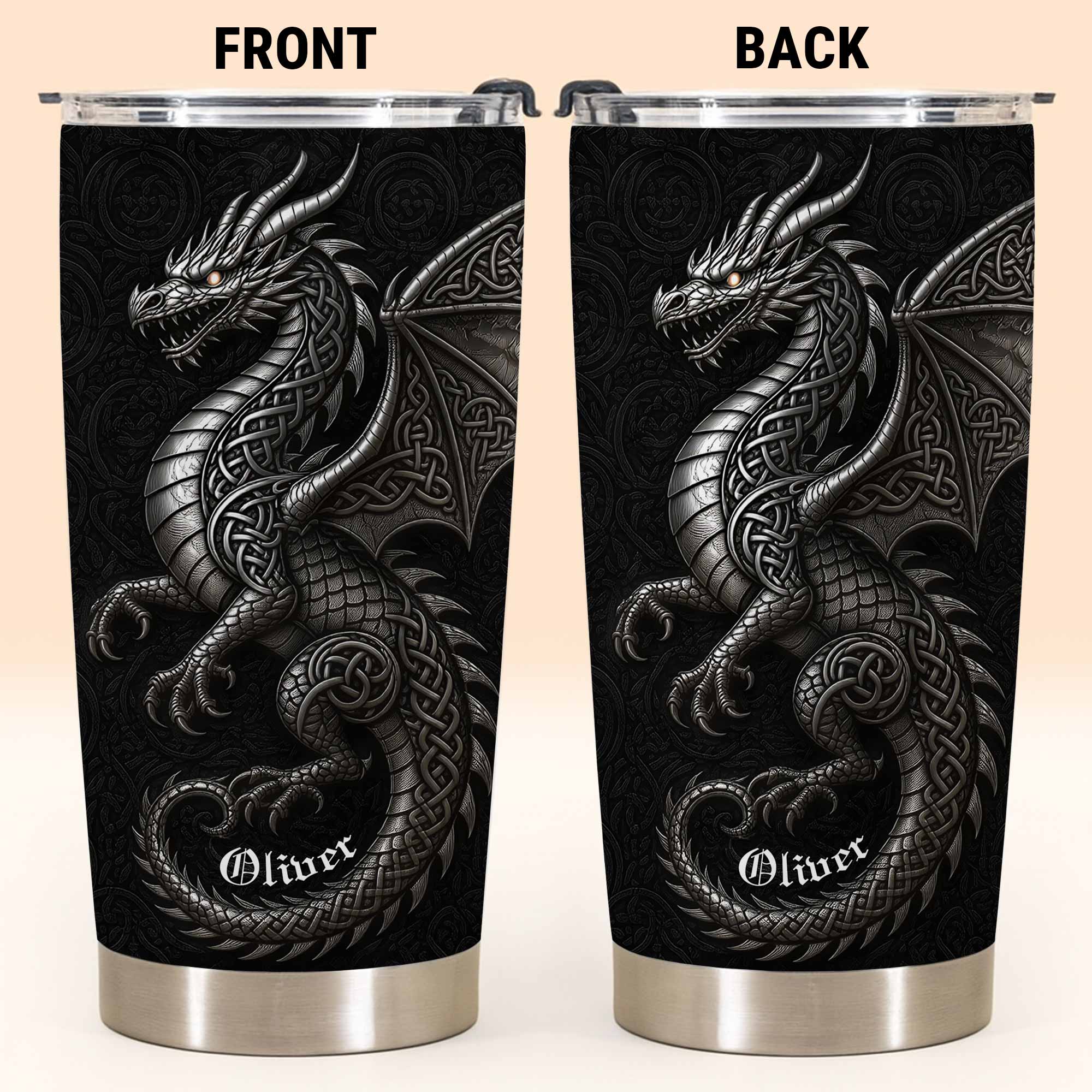 Personalized Celtic Knot Dragon Tumbler Custom Name Gift Tumbler GradoCreations