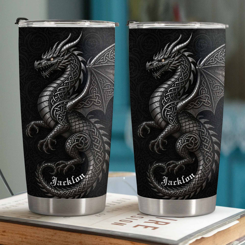 Personalized Celtic Knot Dragon Tumbler Custom Name Gift Tumbler GradoCreations