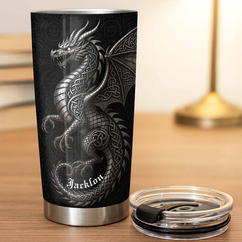 Personalized Celtic Knot Dragon Tumbler Custom Name Gift Tumbler GradoCreations