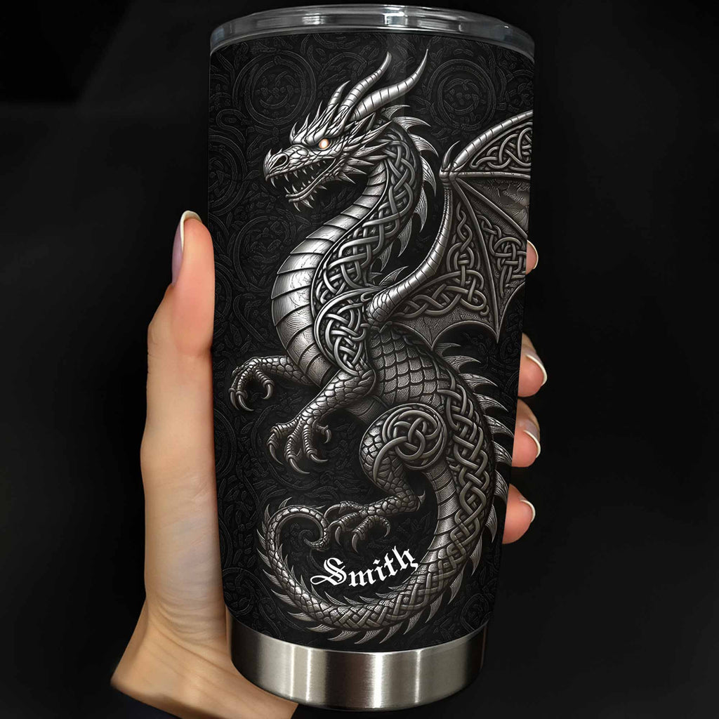 Personalized Celtic Knot Dragon Tumbler Custom Name Gift Tumbler GradoCreations