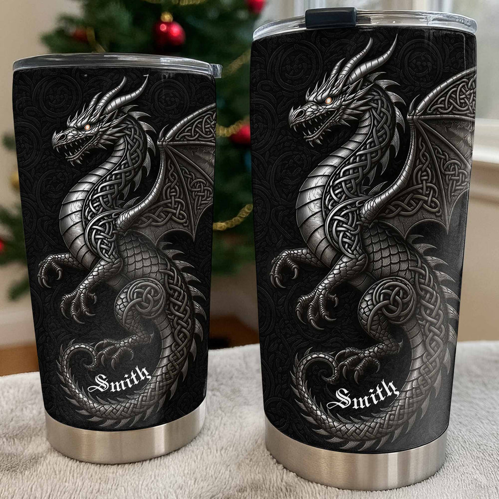 Personalized Celtic Knot Dragon Tumbler Custom Name Gift Tumbler GradoCreations