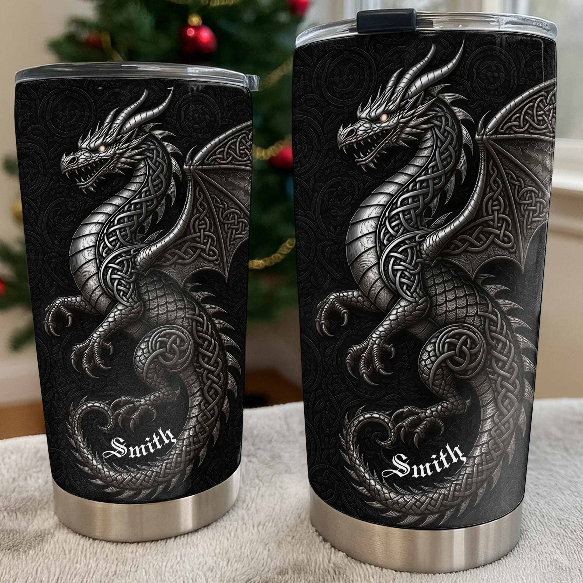 Personalized Celtic Knot Dragon Tumbler Custom Name Gift Tumbler GradoCreations