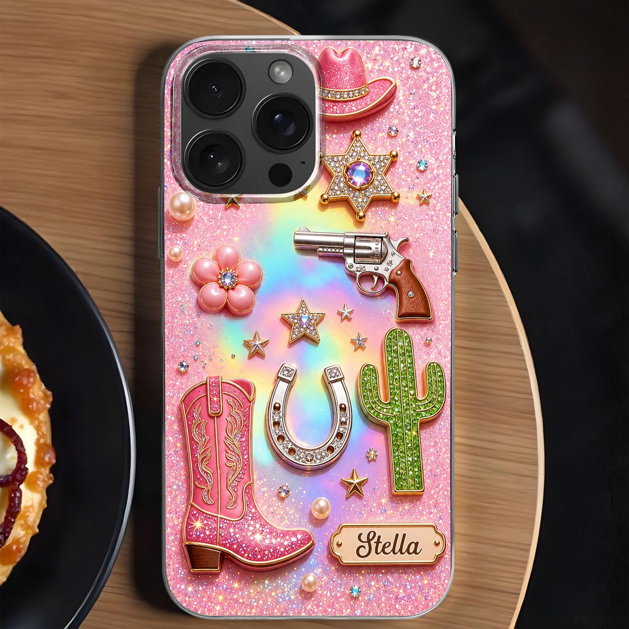 Personalized Clear Phone Case Cowgirl Design Custom Name Gift Clear Phone Case GradoCreations
