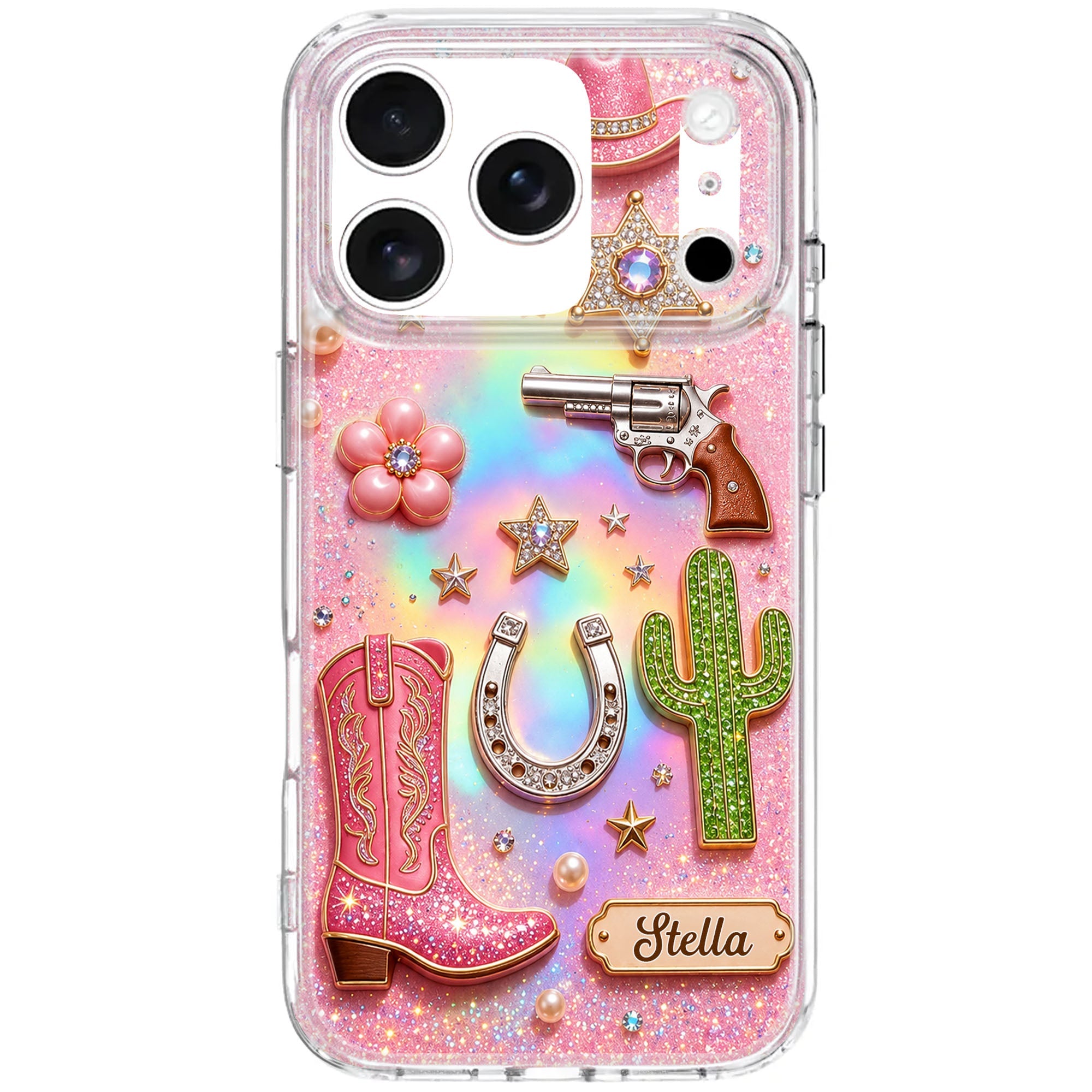 Personalized Clear Phone Case Cowgirl Design Custom Name Gift Clear Phone Case GradoCreations