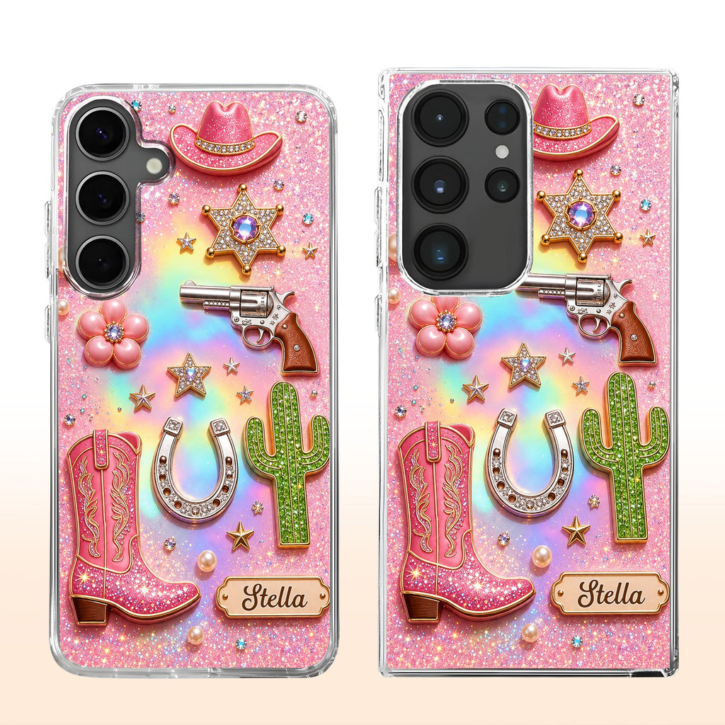 Personalized Clear Phone Case Cowgirl Design Custom Name Gift Clear Phone Case GradoCreations