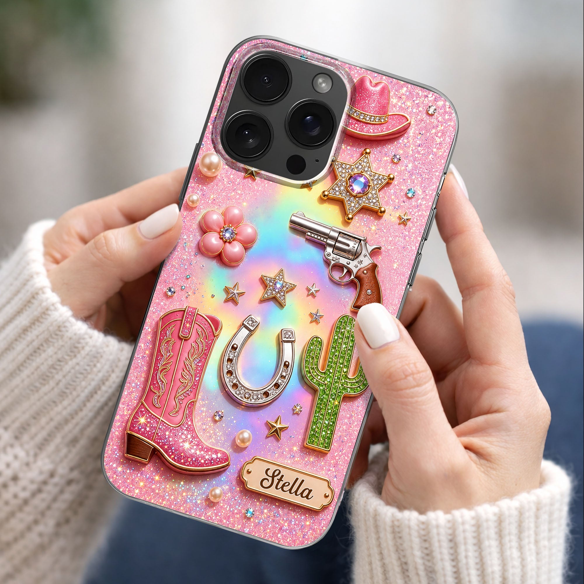 Personalized Clear Phone Case Cowgirl Design Custom Name Gift Clear Phone Case GradoCreations