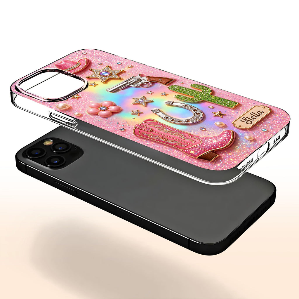 Personalized Clear Phone Case Cowgirl Design Custom Name Gift Clear Phone Case GradoCreations