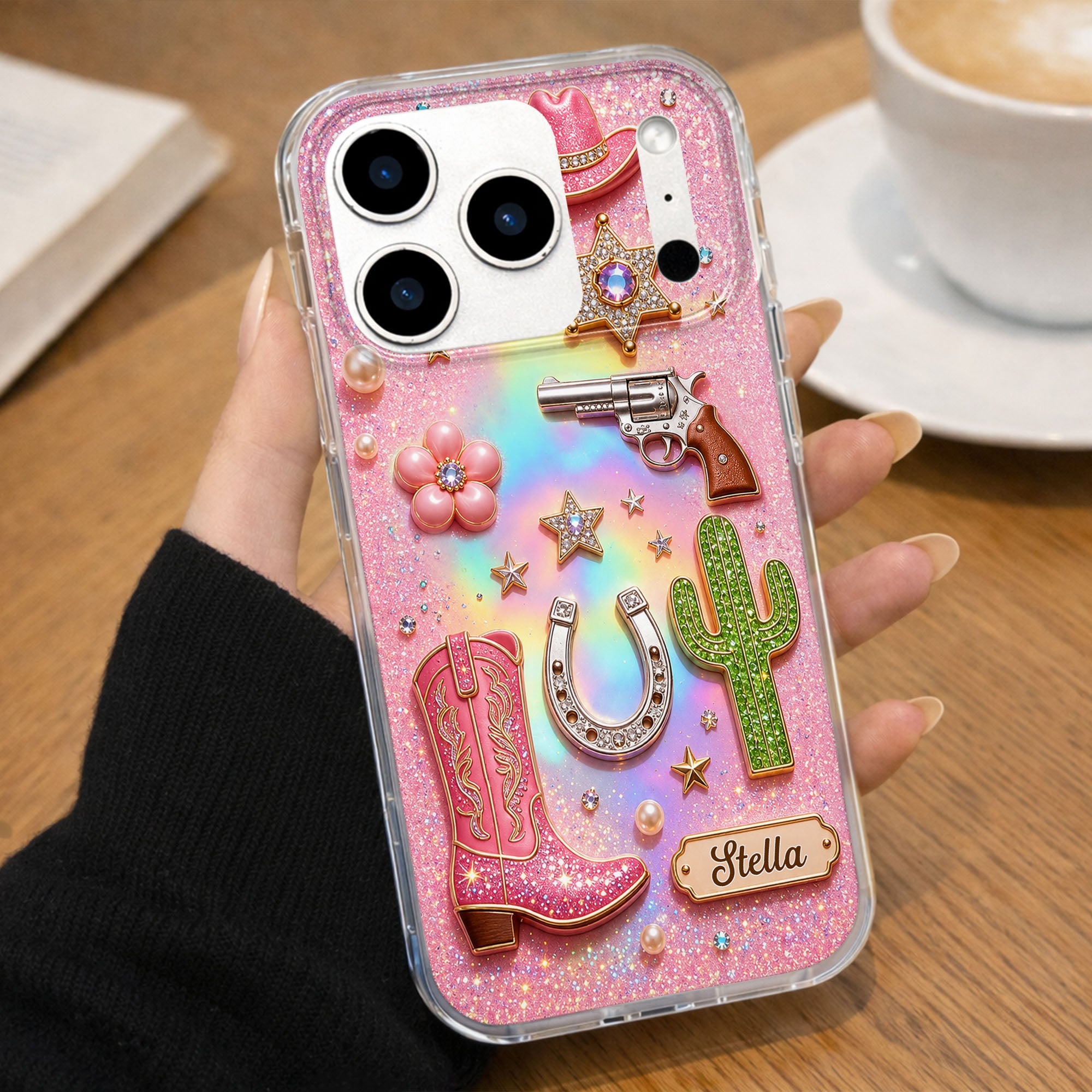 Personalized Clear Phone Case Cowgirl Design Custom Name Gift Clear Phone Case GradoCreations