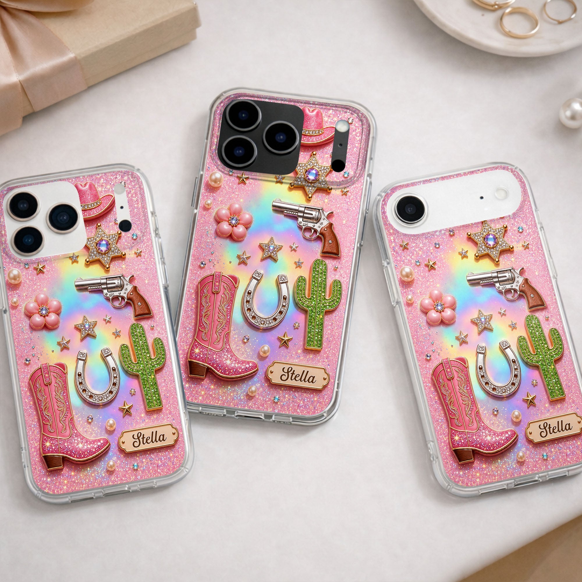 Personalized Clear Phone Case Cowgirl Design Custom Name Gift Clear Phone Case GradoCreations