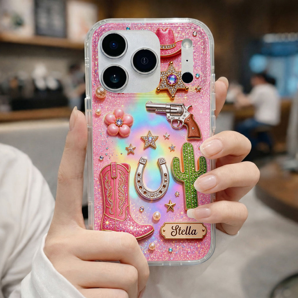 Personalized Clear Phone Case Cowgirl Design Custom Name Gift Clear Phone Case GradoCreations