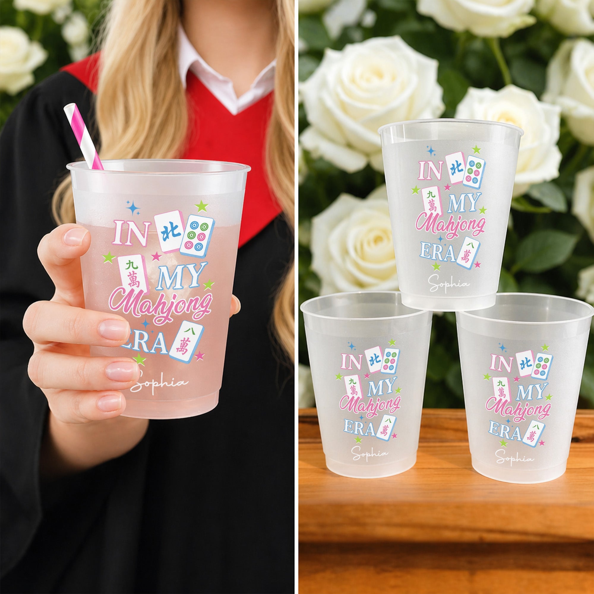 Personalized Frosted Cups Custom Name Gift for Mahjong Lovers Frosted Cups GradoCreations