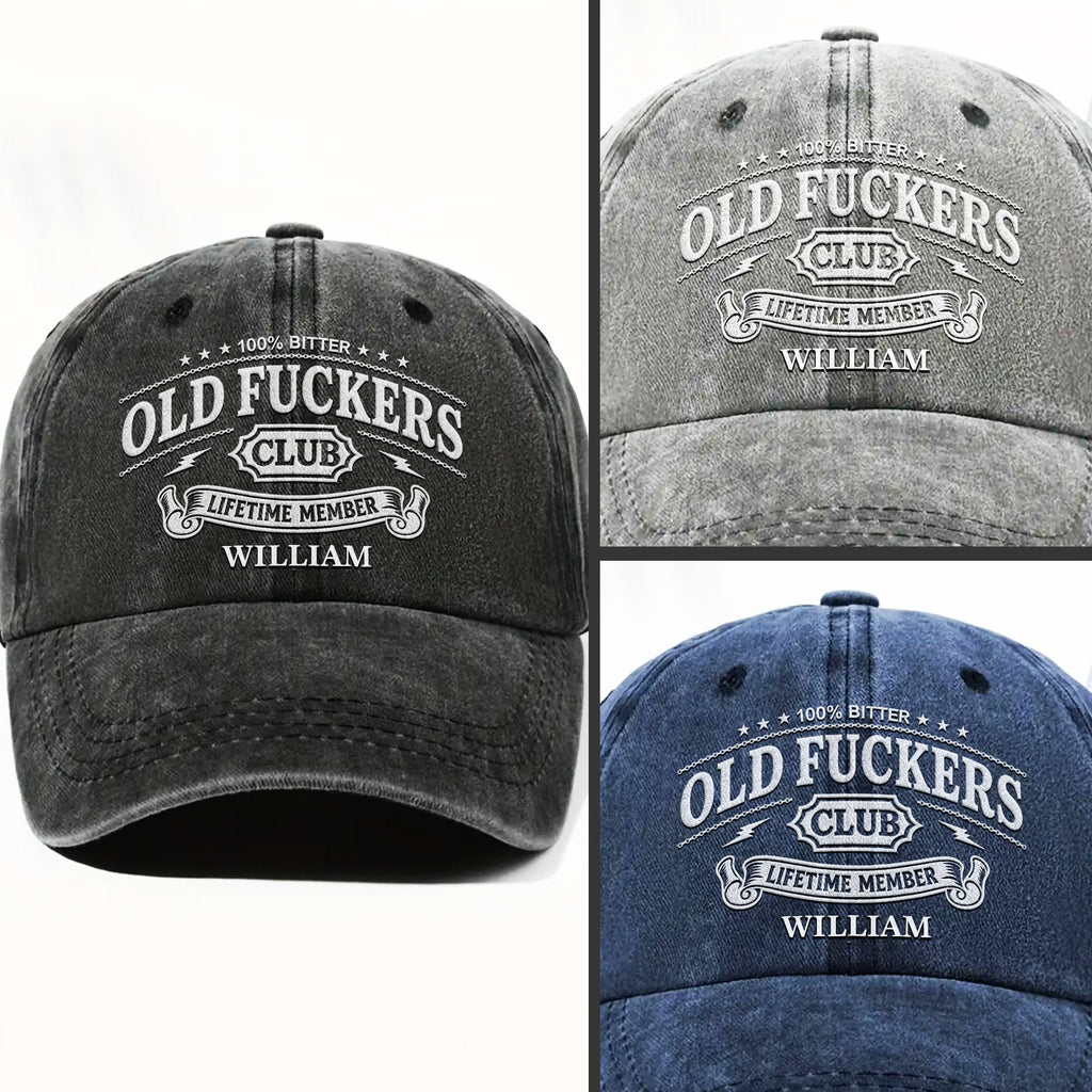 Personalized Washed Denim Cap Bitter Old Effers Club Gift for Dad