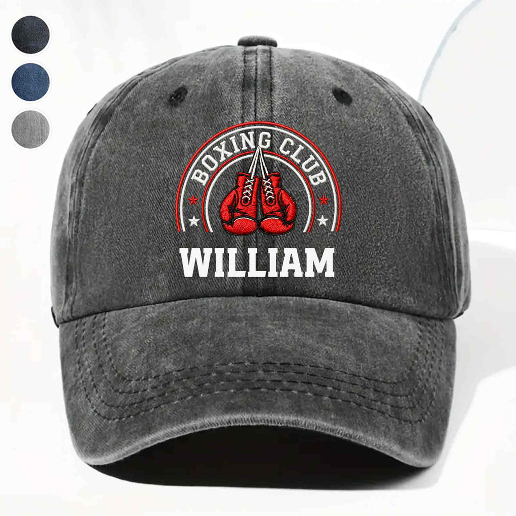 Personalized Washed Denim Cap Custom Name Boxing Gift for Him Washed Denim Cap GradoCreations
