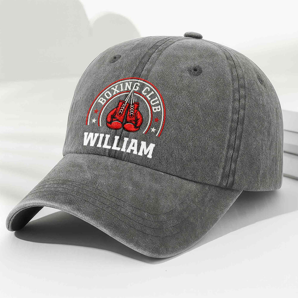 Personalized Washed Denim Cap Custom Name Boxing Gift for Him Washed Denim Cap GradoCreations