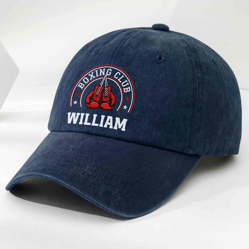 Personalized Washed Denim Cap Custom Name Boxing Gift for Him Washed Denim Cap GradoCreations