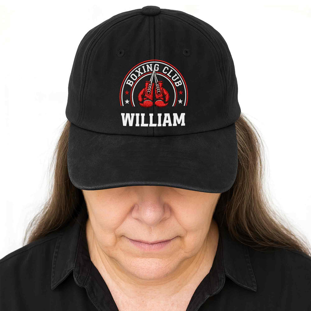Personalized Washed Denim Cap Custom Name Boxing Gift for Him Washed Denim Cap GradoCreations