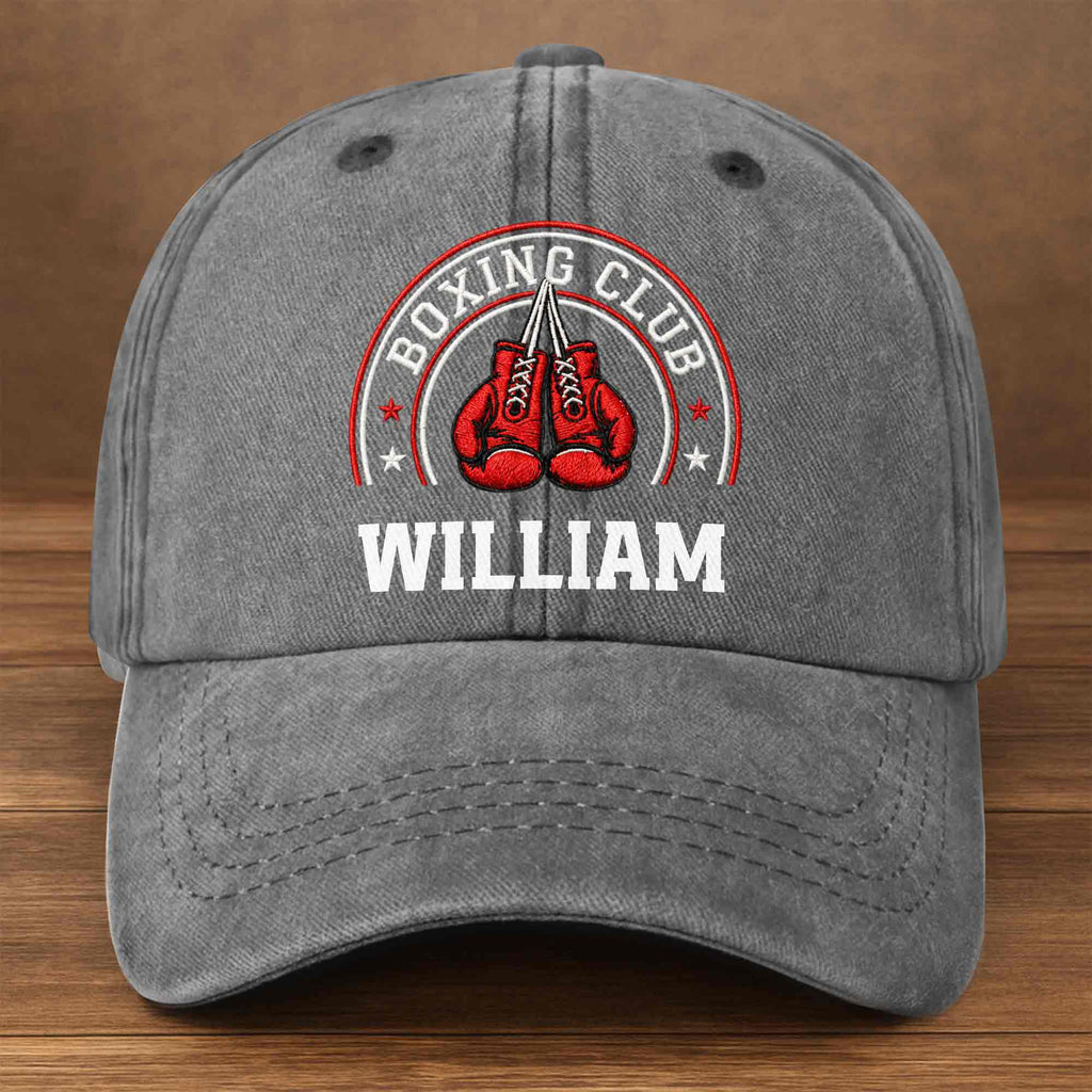 Personalized Washed Denim Cap Custom Name Boxing Gift for Him Washed Denim Cap GradoCreations