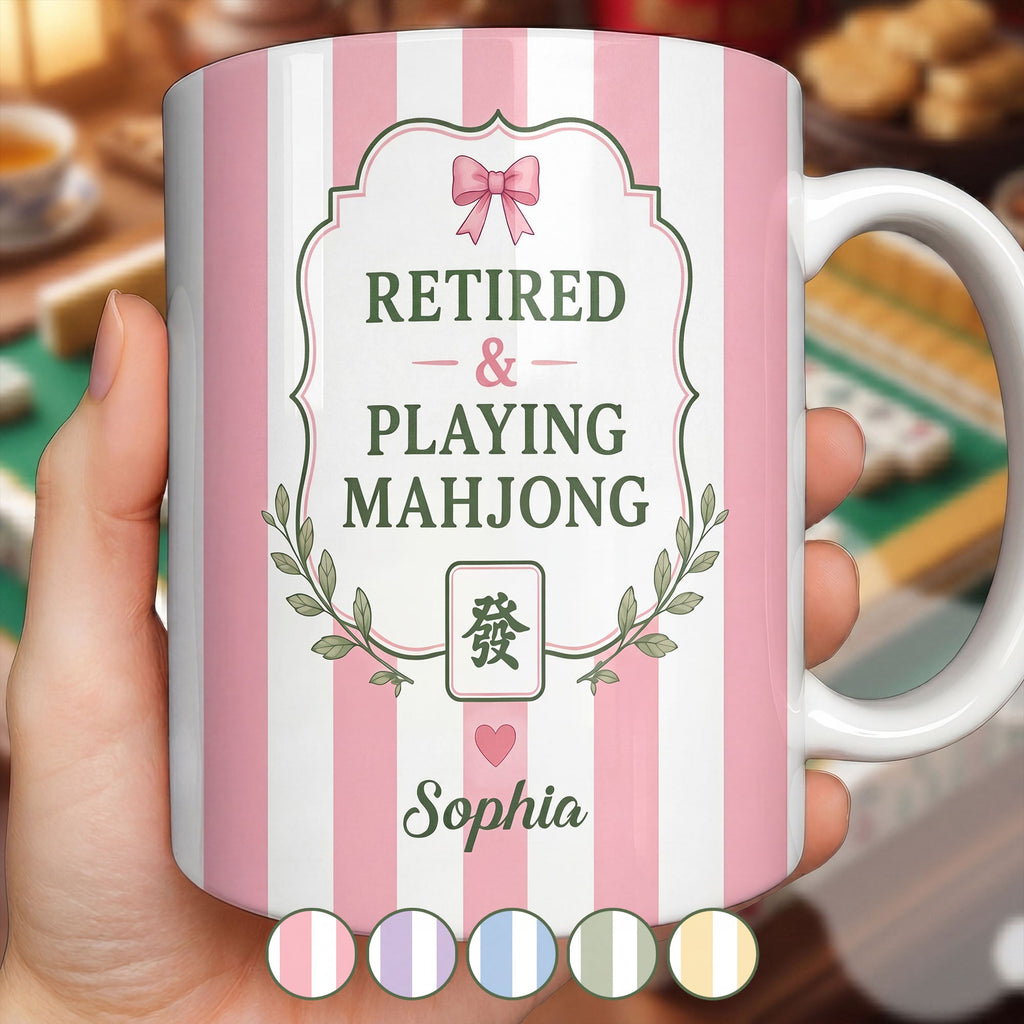 Personalized Mahjong Coffee Mug Custom Gift for Mom & Grandma Edge-to-edge Mug GradoCreations